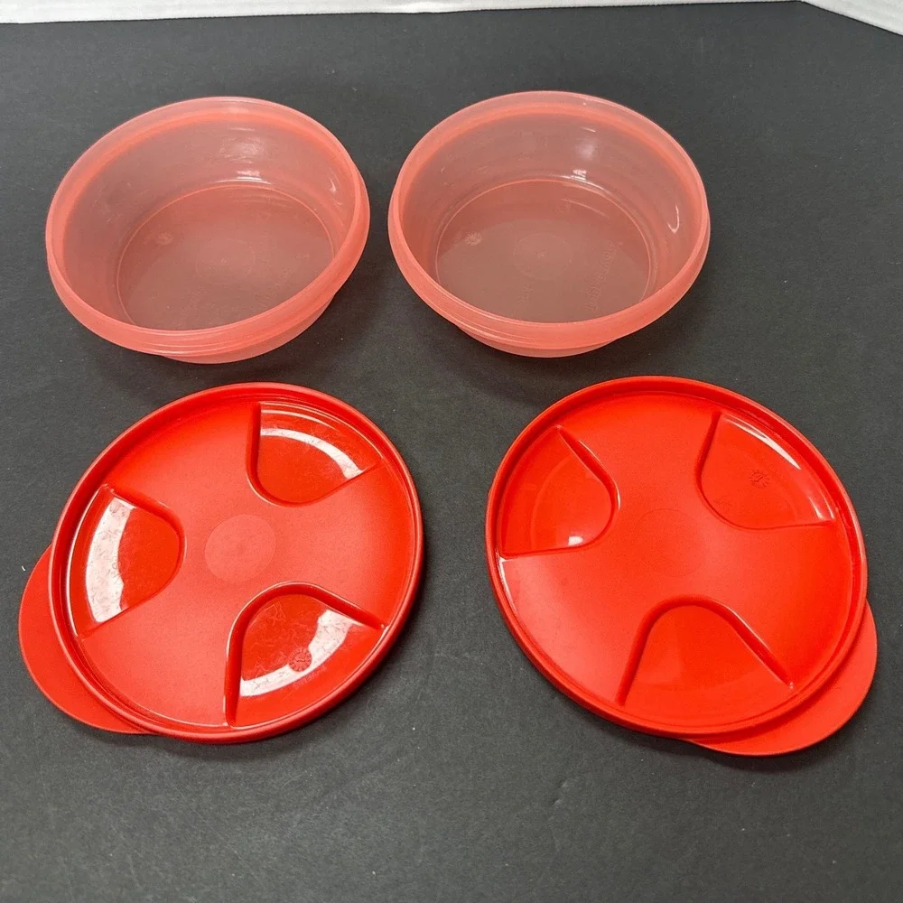Tupperware 240ml Small Orange Snack‎ Cups with Lids Set of 2 5422A-2